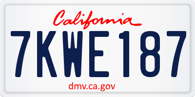 CA license plate 7KWE187