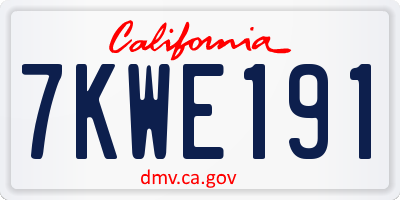 CA license plate 7KWE191
