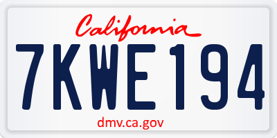 CA license plate 7KWE194