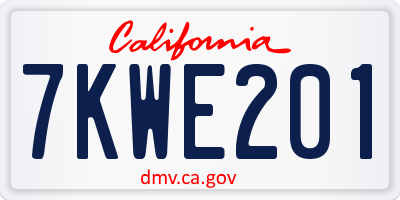 CA license plate 7KWE201