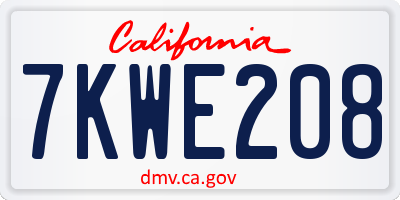 CA license plate 7KWE208