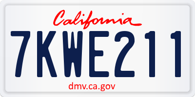 CA license plate 7KWE211
