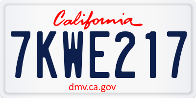 CA license plate 7KWE217