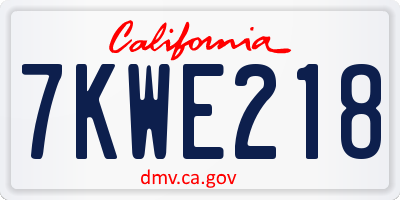 CA license plate 7KWE218