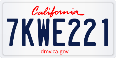 CA license plate 7KWE221