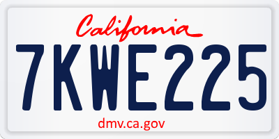 CA license plate 7KWE225