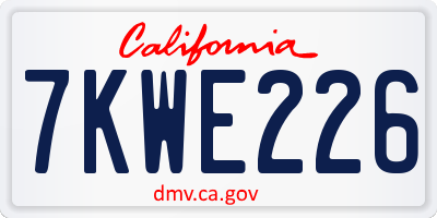 CA license plate 7KWE226