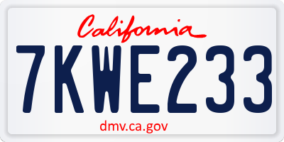 CA license plate 7KWE233