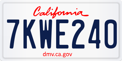 CA license plate 7KWE240