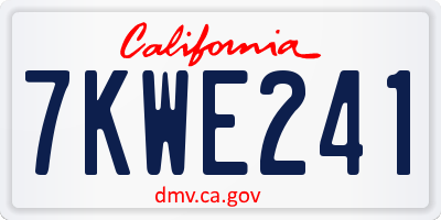 CA license plate 7KWE241