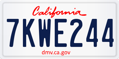 CA license plate 7KWE244