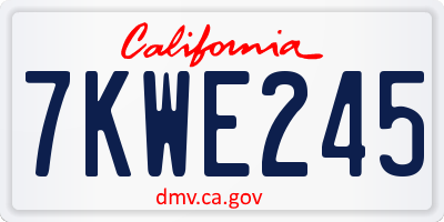 CA license plate 7KWE245