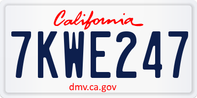 CA license plate 7KWE247