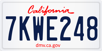 CA license plate 7KWE248