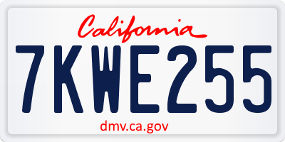 CA license plate 7KWE255