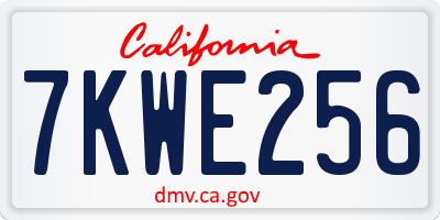 CA license plate 7KWE256