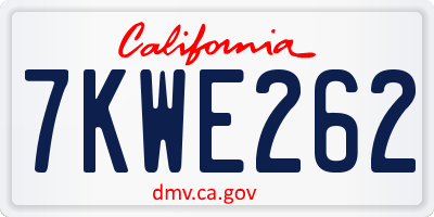 CA license plate 7KWE262
