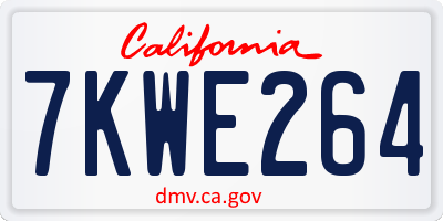CA license plate 7KWE264