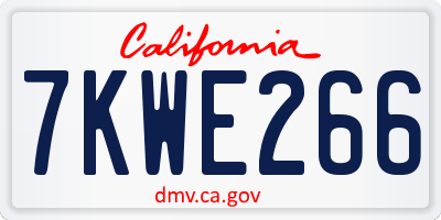 CA license plate 7KWE266