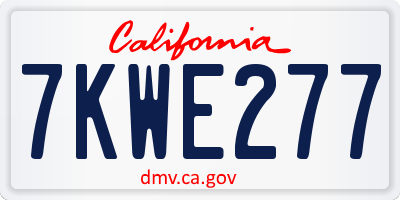 CA license plate 7KWE277