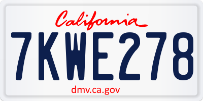 CA license plate 7KWE278