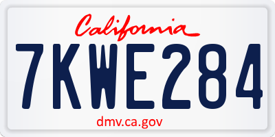 CA license plate 7KWE284
