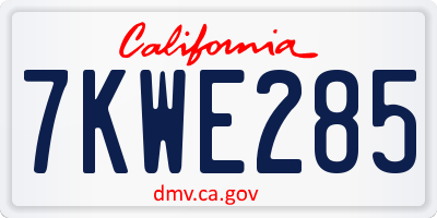 CA license plate 7KWE285