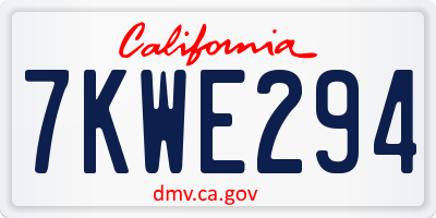 CA license plate 7KWE294