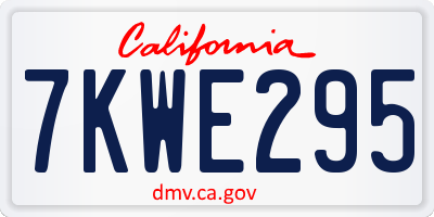CA license plate 7KWE295