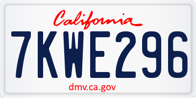 CA license plate 7KWE296