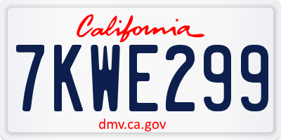 CA license plate 7KWE299