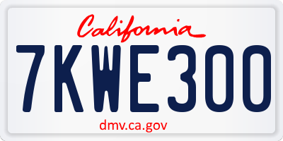 CA license plate 7KWE300