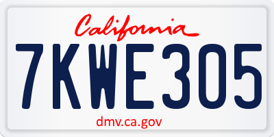CA license plate 7KWE305