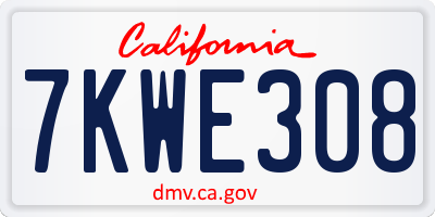 CA license plate 7KWE308