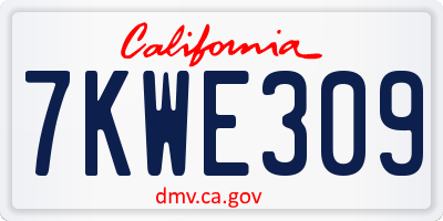 CA license plate 7KWE309