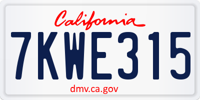 CA license plate 7KWE315