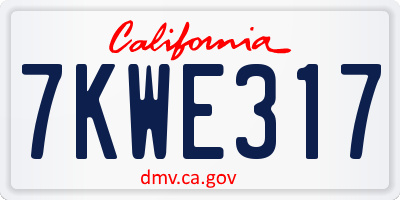 CA license plate 7KWE317