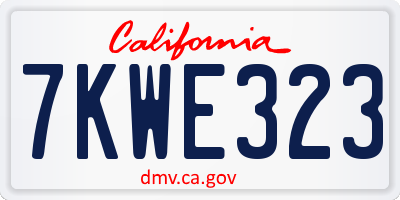 CA license plate 7KWE323