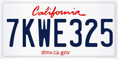 CA license plate 7KWE325