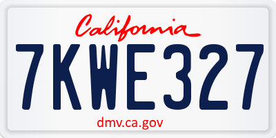 CA license plate 7KWE327