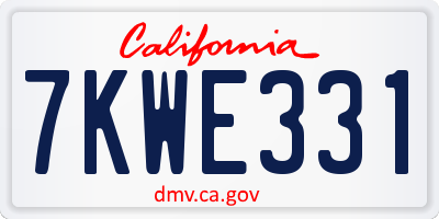 CA license plate 7KWE331