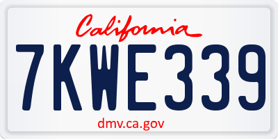 CA license plate 7KWE339