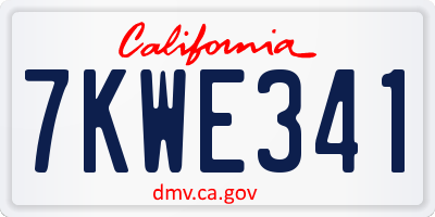 CA license plate 7KWE341