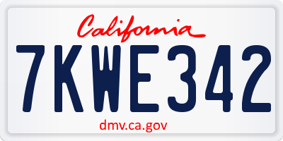 CA license plate 7KWE342