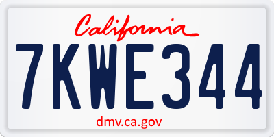 CA license plate 7KWE344
