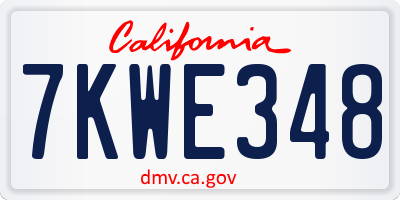 CA license plate 7KWE348