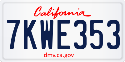 CA license plate 7KWE353