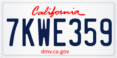 CA license plate 7KWE359