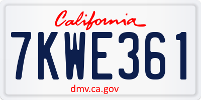 CA license plate 7KWE361