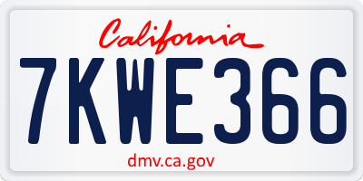 CA license plate 7KWE366